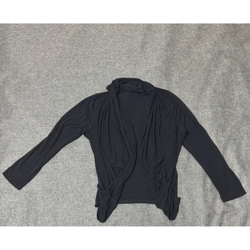 Mix by 41 Hawthorn Women 1X Cardigan Black Open Front Long Sleeve Rayon Spandex